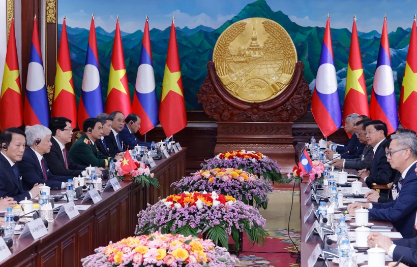 Vietnamese State President holds talks with top Lao leader